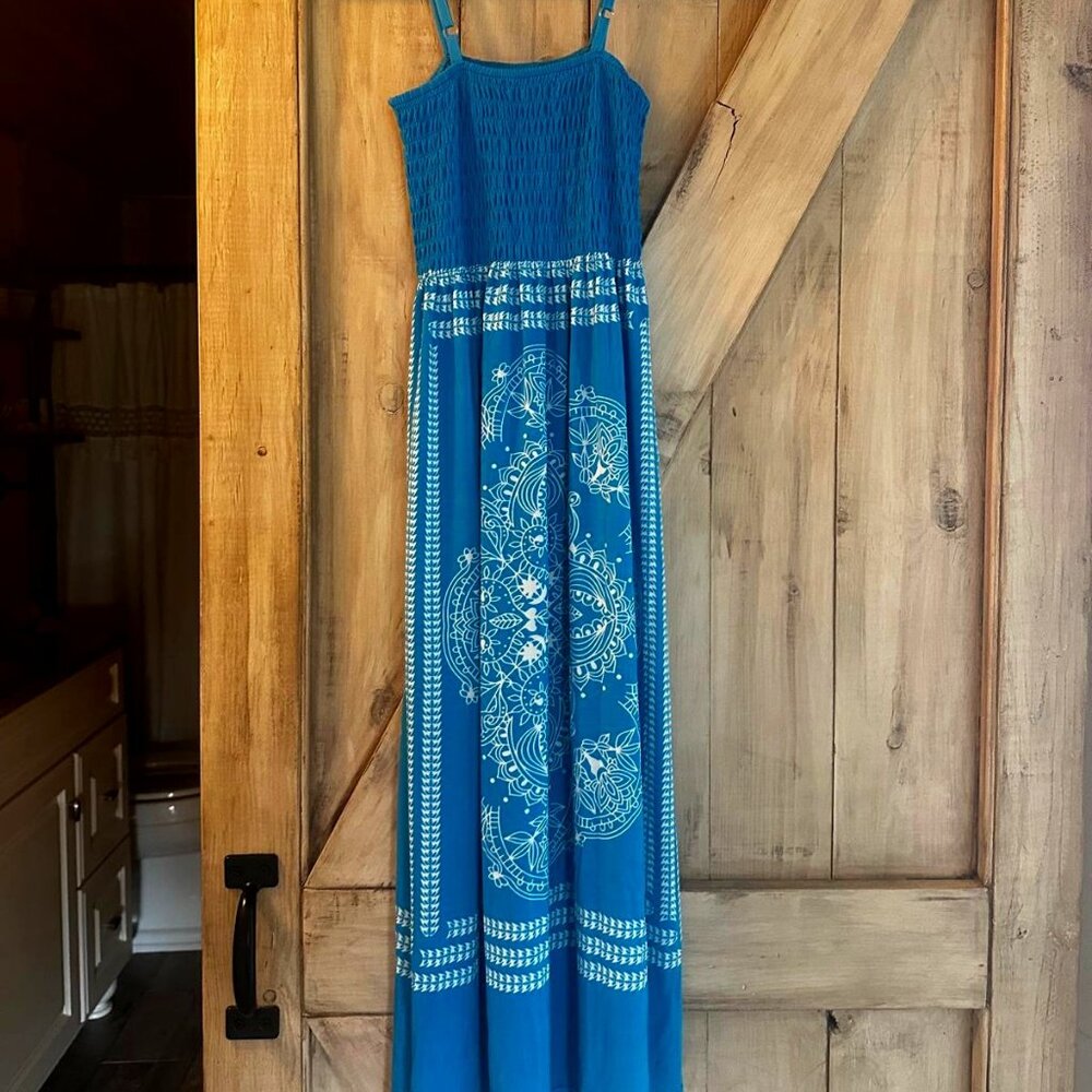 Women's 5th & Love Blue Paisely, Spaghetti Strap Dress, Size Small